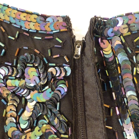 LAWRENCE KAGAR BLACK LINED SEQUIN GOWN Size 1X Silk lining HOLIDAY DRESSING $160 - Picture 9 of 13